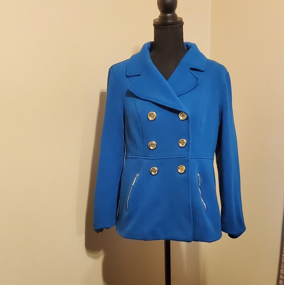Alfani Royal Blue Double-breasted Knit Blazer